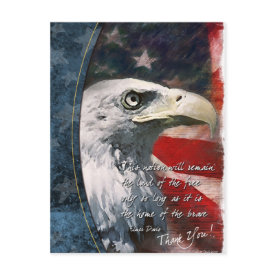 Eagle Thank You Postcard - A digital painting of an eagle and a U.S. Flag to commemorate the 4th of July and to show support for our Troops. Eagle Thank You Postcard - A digital painting of an eagle and a U.S. Flag to commemorate the 4th of July and to show support for our Troops.