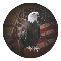 Eagle and Flag Distressed Round Stickers