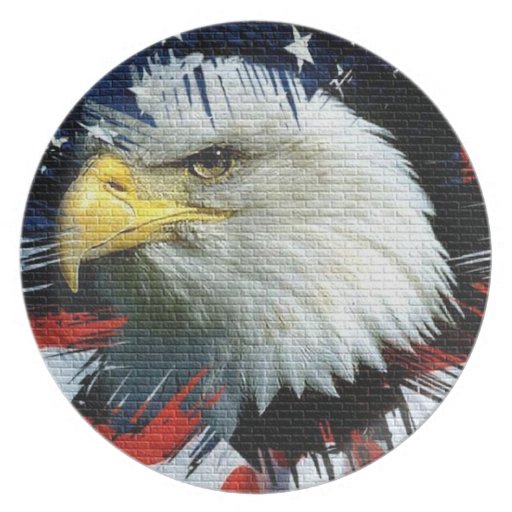 Eagle and Flag on an American Foundation Dinner Plates