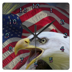 Eagle and flag wall clock