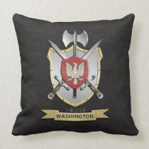 Eagle Battle Crest Black Pillow