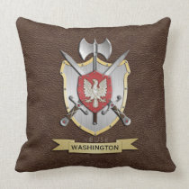 Eagle Battle Crest Brown Throw Pillow