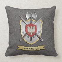 Eagle Battle Crest Grey Throw Pillow