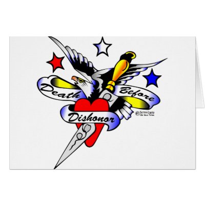 Eagle Dagger Heart Old Skool Tattoo Greeting Cards by WhiteTiger LLC