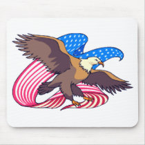Eagle Flying Flag Mouse Mats