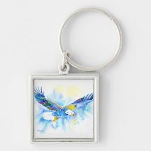 Eagle Flying in Blues Gifts & Skins Keychain