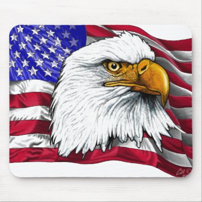 Eagle Head with Flag Mouse Mats by artistch