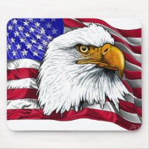 Eagle Head with Flag mousepads by artistch Eagle Head with Flag mousepads