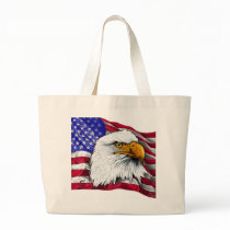 Eagle Head with Flag tote bag
