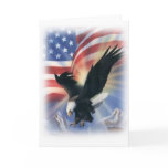 eagle in flight with flag card