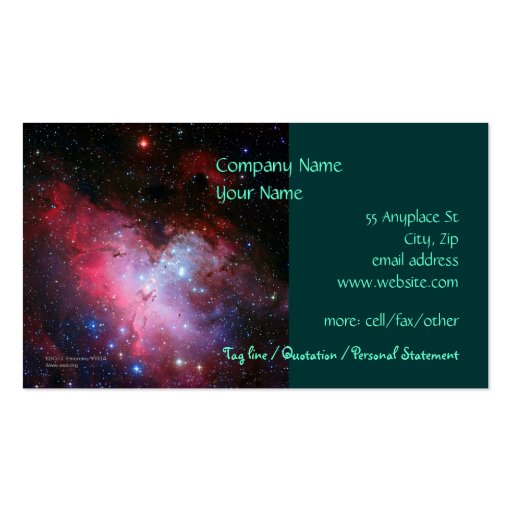 Eagle Nebula, Messier 16 - business card template (front side)