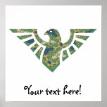 Eagle Silhouette - 02 Navy Blue and Green posters