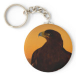 Eagle silhouette at sunset keychains