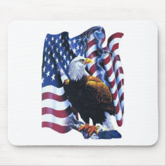 Eagle with American flag Mouse Pad