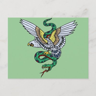 Eagle with Snake Tattoo Post Cards by aesthete