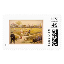 Early Baseball Print 1887 Stamp