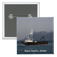 Early Dawn, Crab Boat in Dutch Harbor, AK Button