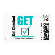 Early Detection Saves Lives - Cervical Cancer postage by cancerapparel Early Detection Saves Lives - Cervical Cancer postage