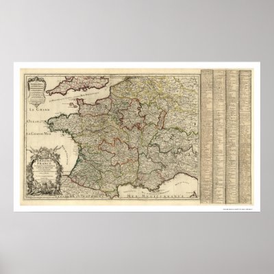 Early Map Of France 1700 Poster by lc_maps