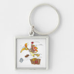 early morning rooster attack keychains
