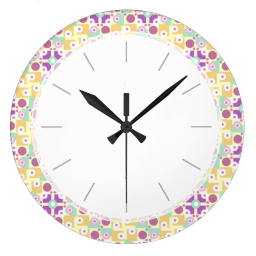 Early Sixties Retro Yellow Purple Pattern Clock