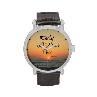 Early Will I seek Thee Bible Verse with Ocean Wrist Watch