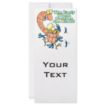 early worm catches the bird funny cartoon rack card design