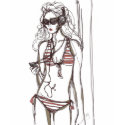 'earphones' fashion illustration t-shirt