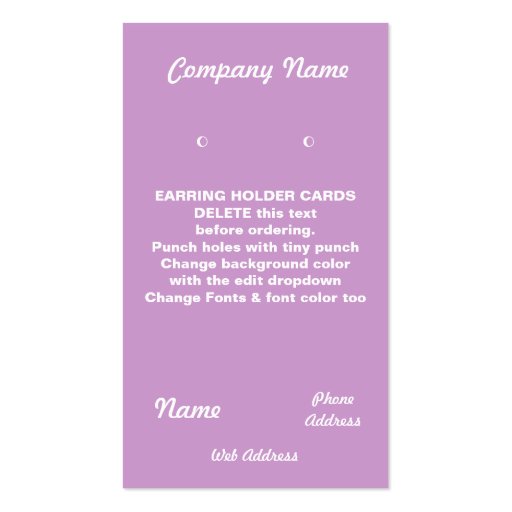 EARRING Cards Custom business cards
