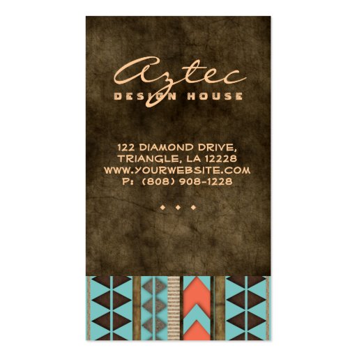 Earring Display Cards Cool Aztec Pattern Business Card (back side)