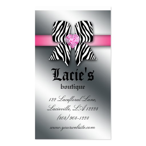 Earring Display Cards Cute Bow Heart Jewelry Pink Business Card Templates (back side)