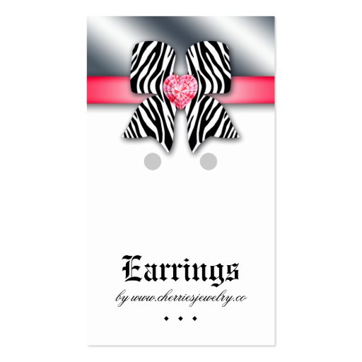 Earring Display Cards Cute Bow Heart Jewelry Red Business Cards (front side)