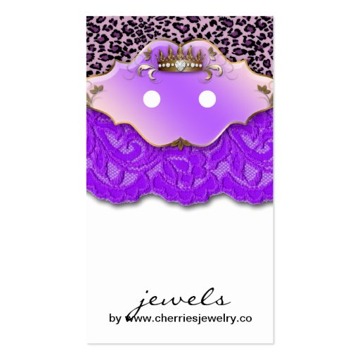 Earring Display Cards Cute Leopard Crown Jewelry Business Card Template (front side)