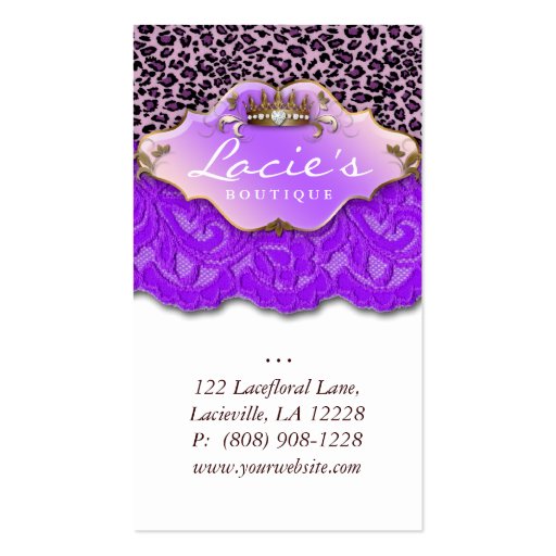 Earring Display Cards Cute Leopard Crown Jewelry Business Card Template (back side)