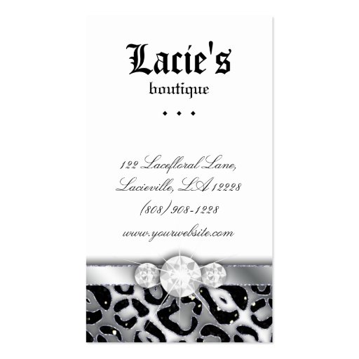 Earring Display Cards Cute Leopard Sparkle Jewelry Business Cards (back side)