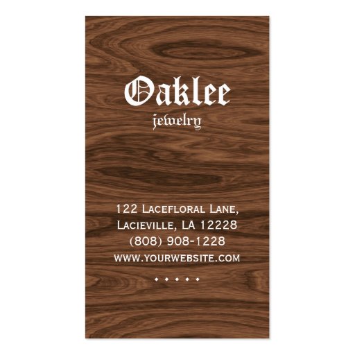 Earring Display Cards Oak Wood Jewelry Business Cards (back side)