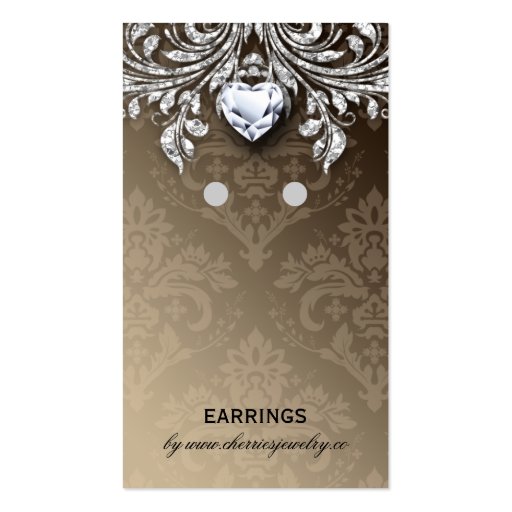 Earring Display Cards Vintage Damask Jewelry Business Cards (front side)