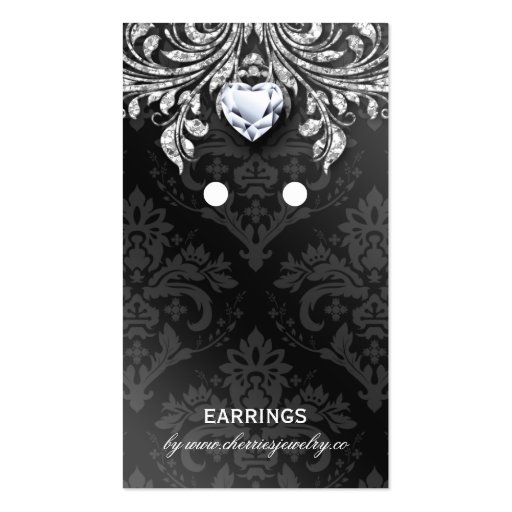 Earring Display Cards Vintage Damask Jewelry Business Cards (front side)