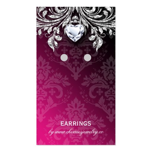 Earring Display Cards Vintage Damask Jewelry Business Card Template (front side)