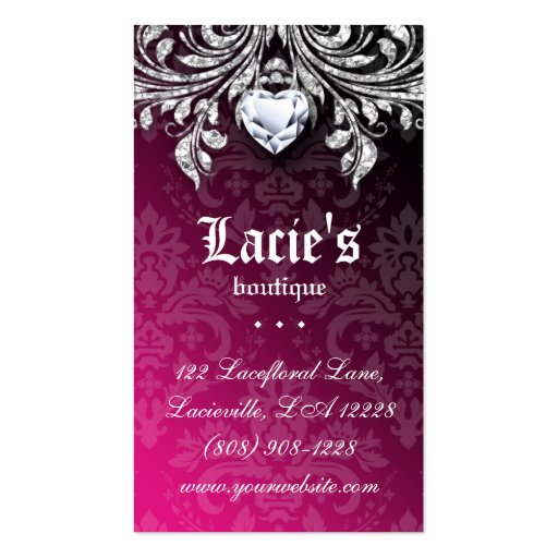 Earring Display Cards Vintage Damask Jewelry Business Card Template (back side)