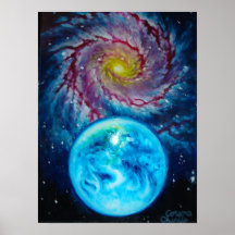 Earth and a galaxy posters