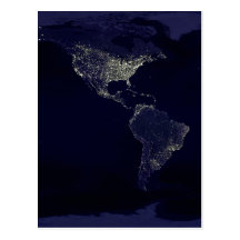 Earth at Night Post Cards