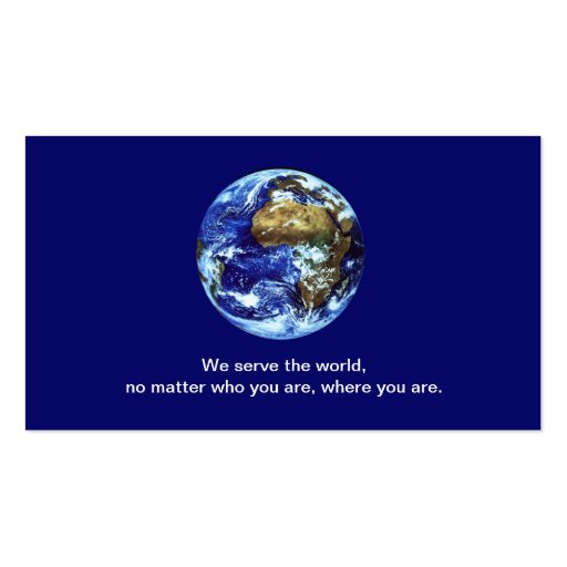 Earth, blue, global business card. (back side)
