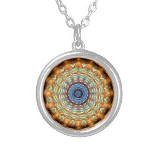 Earth Brown Mandala Pattern Round Necklace