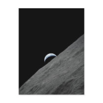 Earth Crescent Rising above Moon's Surface Post Cards