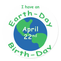 Earth Day Birthday Round Stickers