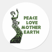 Earth Day Dancer Round Stickers