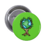 Earth Day Earth Tree Button