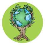 Earth Day Earth Tree Round Sticker
