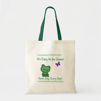 Earth Day Easy to be Green Frog Tote Bag bag